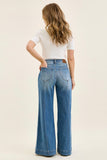 JUDY BLUE HIGH WAIST LIZA PALAZZO SHIELD POCKETS CLASSIC FADE JEANS - SHORT LENGTH