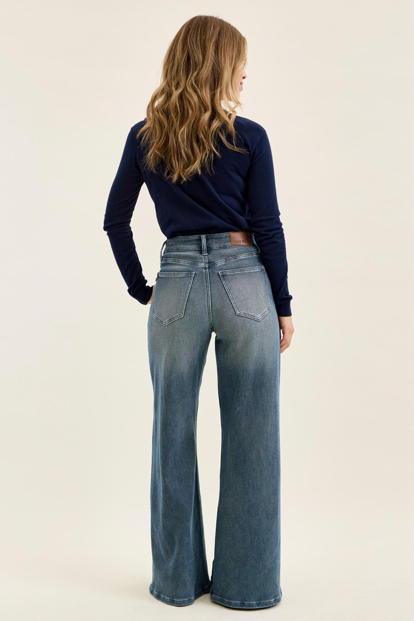 JUDY BLUE HIGH WAIST LIZA Palazzo MD Ocean Fade Blue