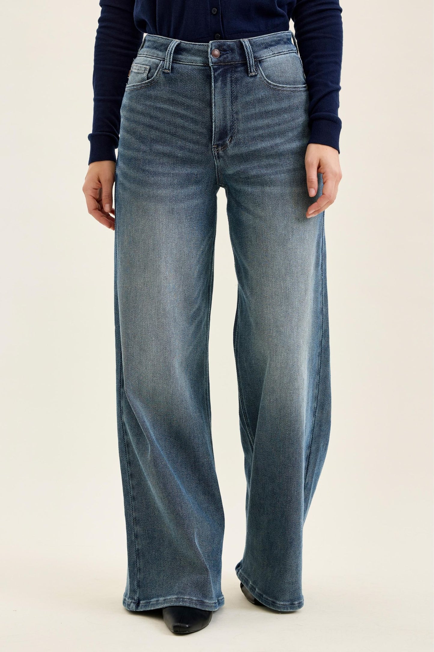 JUDY BLUE HIGH WAIST LIZA Palazzo MD Ocean Fade Blue