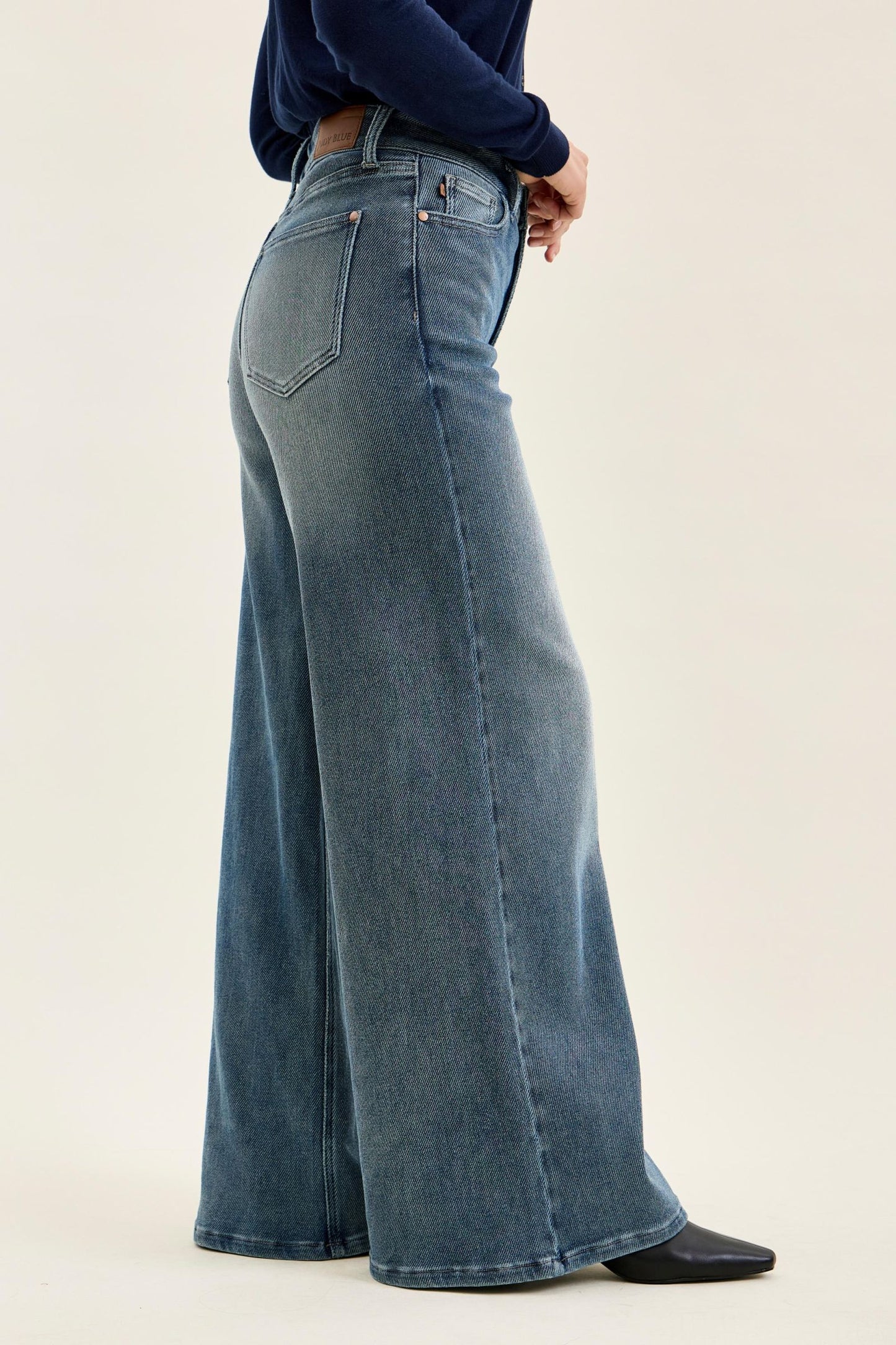 JUDY BLUE HIGH WAIST LIZA Palazzo MD Ocean Fade Blue