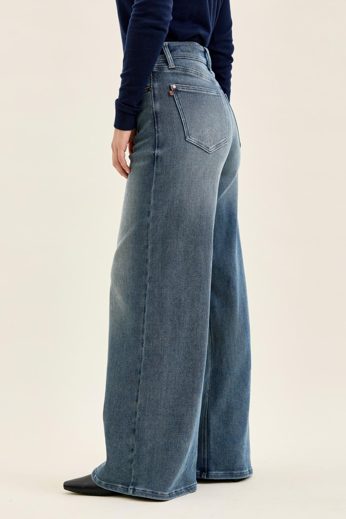JUDY BLUE HIGH WAIST LIZA Palazzo MD Ocean Fade Blue