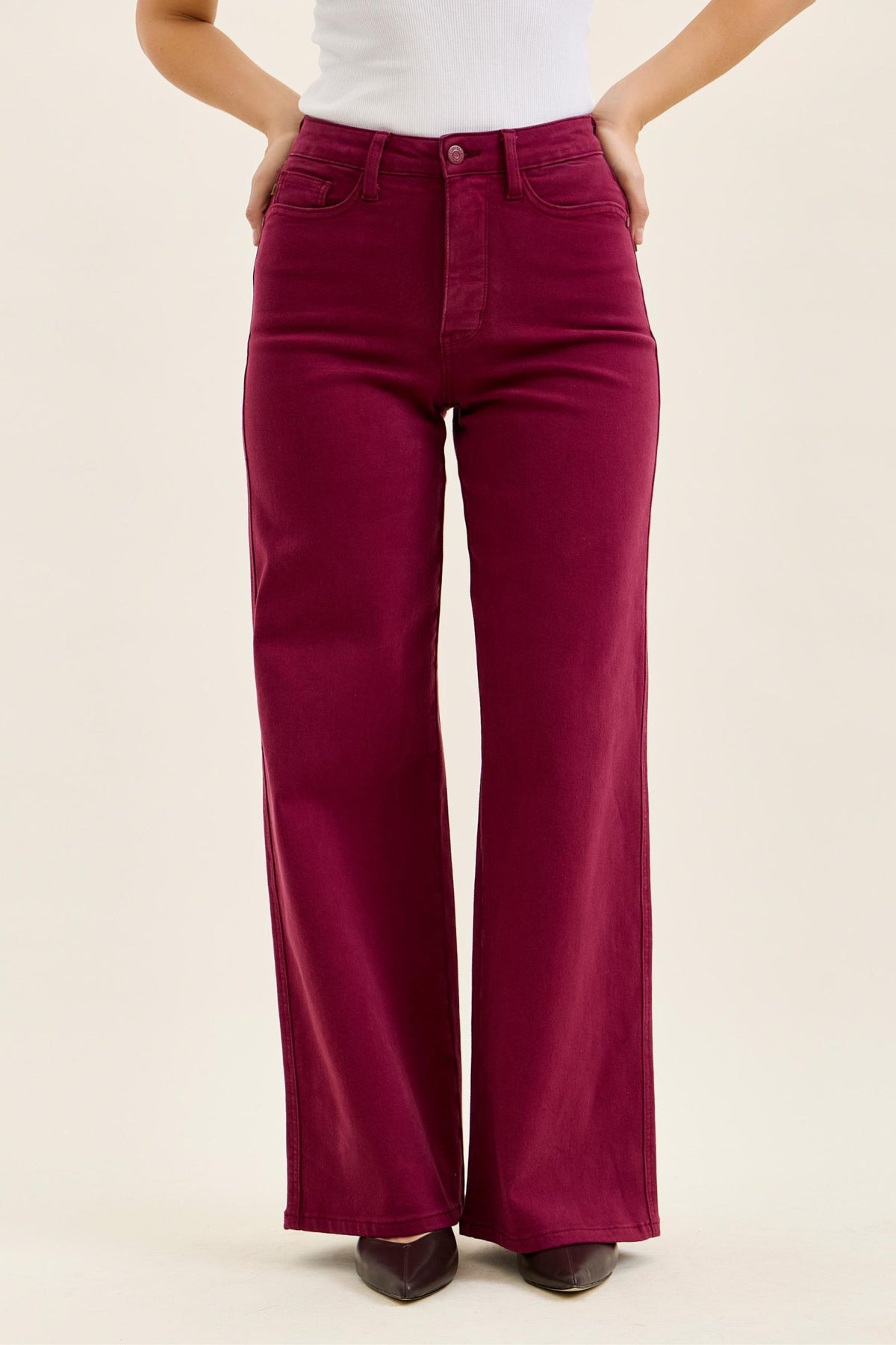 JUDY BLUE HIGH WAIST TUMMY CONTROL LUX RETRO WIDE WAVE POCKETS