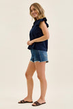 JUDY BLUE HIGH WAIST RIGID MAGIC CUT OFF SHORTS - DARK STONE