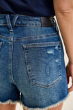 JUDY BLUE HIGH WAIST RIGID MAGIC CUT OFF SHORTS - DARK STONE