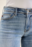 JUDY BLUE MID RISE ANKLE WIDE LEG FRAY HEM JEAN - MEDIUM STONE