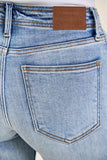 JUDY BLUE MID RISE ANKLE WIDE LEG FRAY HEM JEAN - MEDIUM STONE