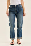 JUDY BLUE MID RISE BOYFRIEND ADJUSTABLE BACK TAB + HOLLYWOOD WAISTBAND - DARK STONE