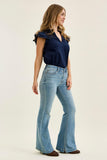 JUDY BLUE MID RISE REGULAR FLARE JEAN - MEDIUM STONE