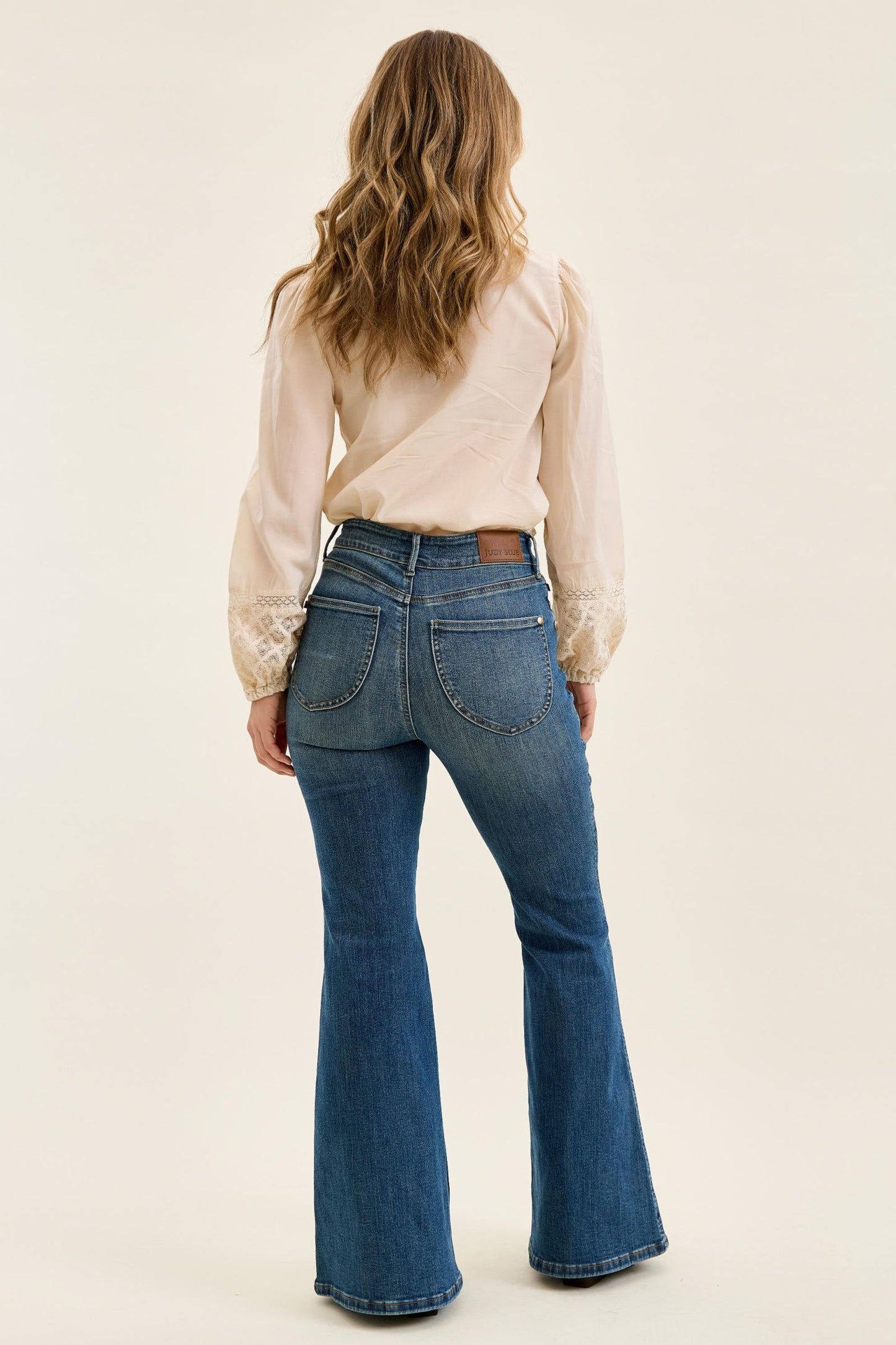 JUDY BLUE HIGH WAIST TUMMY CONTROL JAQUELINE FLARE DOUBLE BUTTON + SHIELDS POCKETS - DARK STONE