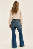 JUDY BLUE HIGH WAIST TUMMY CONTROL JAQUELINE FLARE DOUBLE BUTTON + SHIELDS POCKETS - DARK STONE
