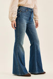 JUDY BLUE HIGH WAIST TUMMY CONTROL JAQUELINE FLARE DOUBLE BUTTON + SHIELDS POCKETS - DARK STONE