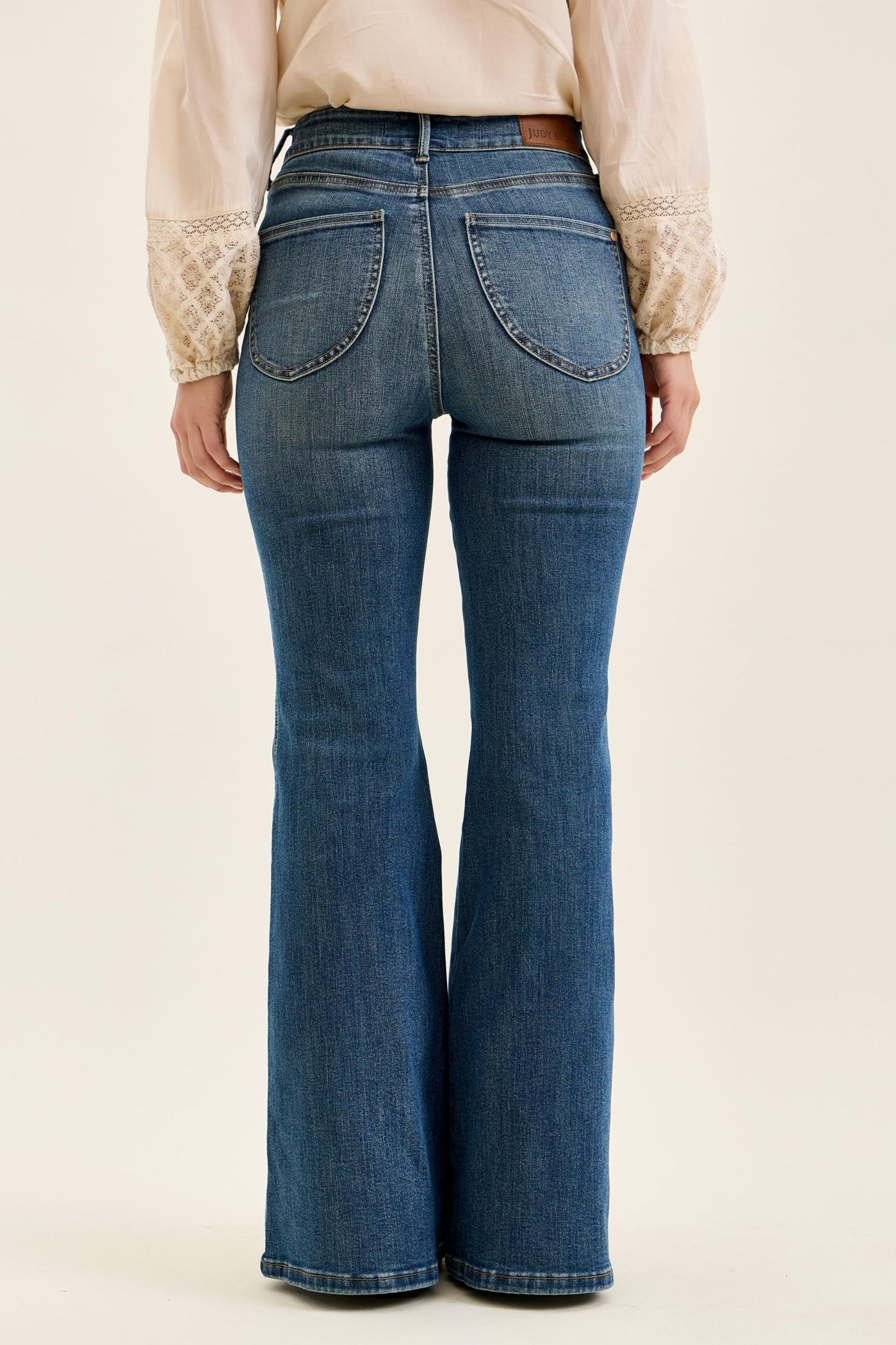 JUDY BLUE HIGH WAIST TUMMY CONTROL JAQUELINE FLARE DOUBLE BUTTON + SHIELDS POCKETS - DARK STONE