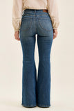 JUDY BLUE HIGH WAIST TUMMY CONTROL JAQUELINE FLARE DOUBLE BUTTON + SHIELDS POCKETS - DARK STONE