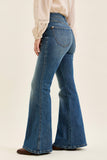 JUDY BLUE HIGH WAIST TUMMY CONTROL JAQUELINE FLARE DOUBLE BUTTON + SHIELDS POCKETS - DARK STONE