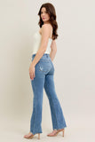JUDY BLUE MID RISE VINTAGE WASH BOOT CUT WITH DESTROY HEM - MEDIUM STONE