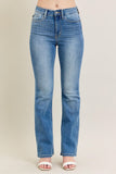 JUDY BLUE CORE HIGH WAIST CLASSIC CONTRAST WASH BOOTCUT JEANS - MEDIUM STONE