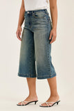 JUDY BLUE HIGH WAIST MARIAN CULOTTE SIDE SHAPING SEAMS JEANS - MEDIUM STONE