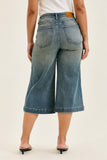 JUDY BLUE HIGH WAIST MARIAN CULOTTE SIDE SHAPING SEAMS JEANS - MEDIUM STONE