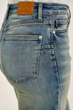 JUDY BLUE HIGH WAIST MARIAN CULOTTE SIDE SHAPING SEAMS JEANS - MEDIUM STONE