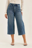 JUDY BLUE HIGH WAIST DOTTIE WIDE CROP MD QUARRY FADE - MEDIUM STONE