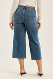 JUDY BLUE HIGH WAIST DOTTIE WIDE CROP MD QUARRY FADE - MEDIUM STONE