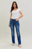 JUDY BLUE MID RISE NON DISTRESSED HEM BOOTCUT JEANS - DARK STONE