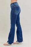 JUDY BLUE MID RISE NON DISTRESSED HEM BOOTCUT JEANS - DARK STONE