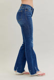 JUDY BLUE MID RISE NON DISTRESSED HEM BOOTCUT JEANS - DARK STONE