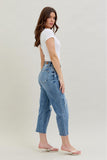 JUDY BLUE HIGH WAIST DESTROY CROP WIDE LEG JEAN - LIGHT STONE