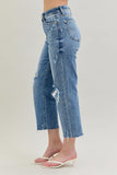 JUDY BLUE HIGH WAIST DESTROY CROP WIDE LEG JEAN - LIGHT STONE
