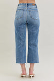 JUDY BLUE HIGH WAIST DESTROY CROP WIDE LEG JEAN - LIGHT STONE