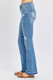 JUDY BLUE MID RISE DESTROY & RELEASED HEM BOOTCUT JEAN - MEDIUM STONE