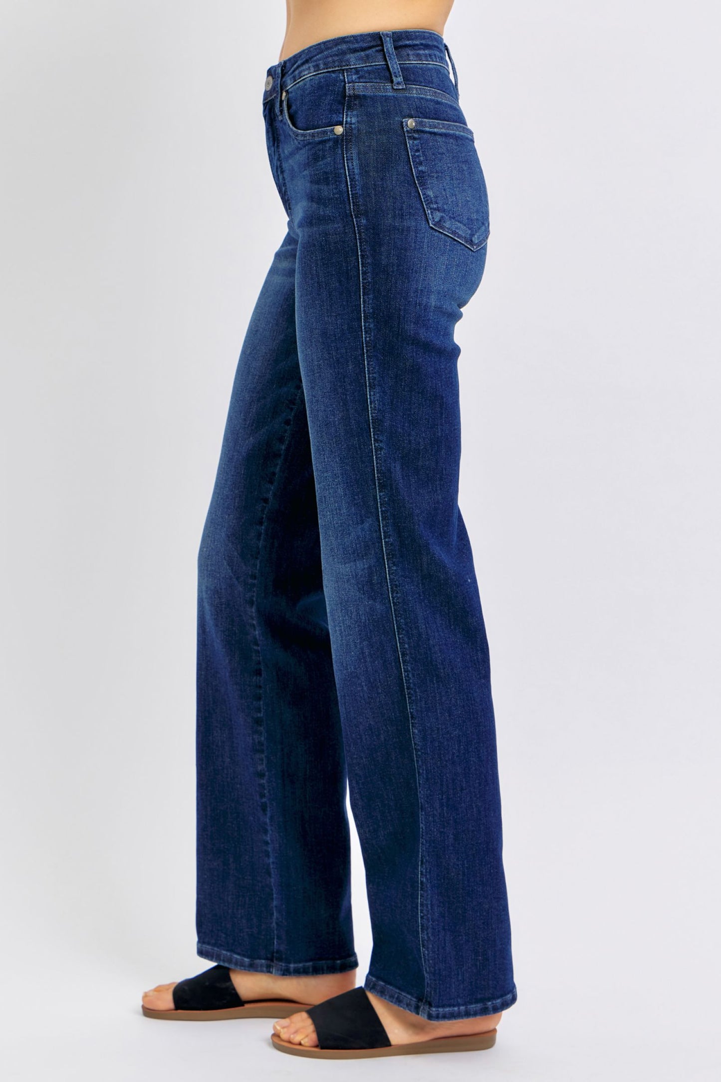 JUDY BLUE REGULAR MID RISE TUMMY CONTROL CLASSIC STRAIGHT JEAN - DARK STONE