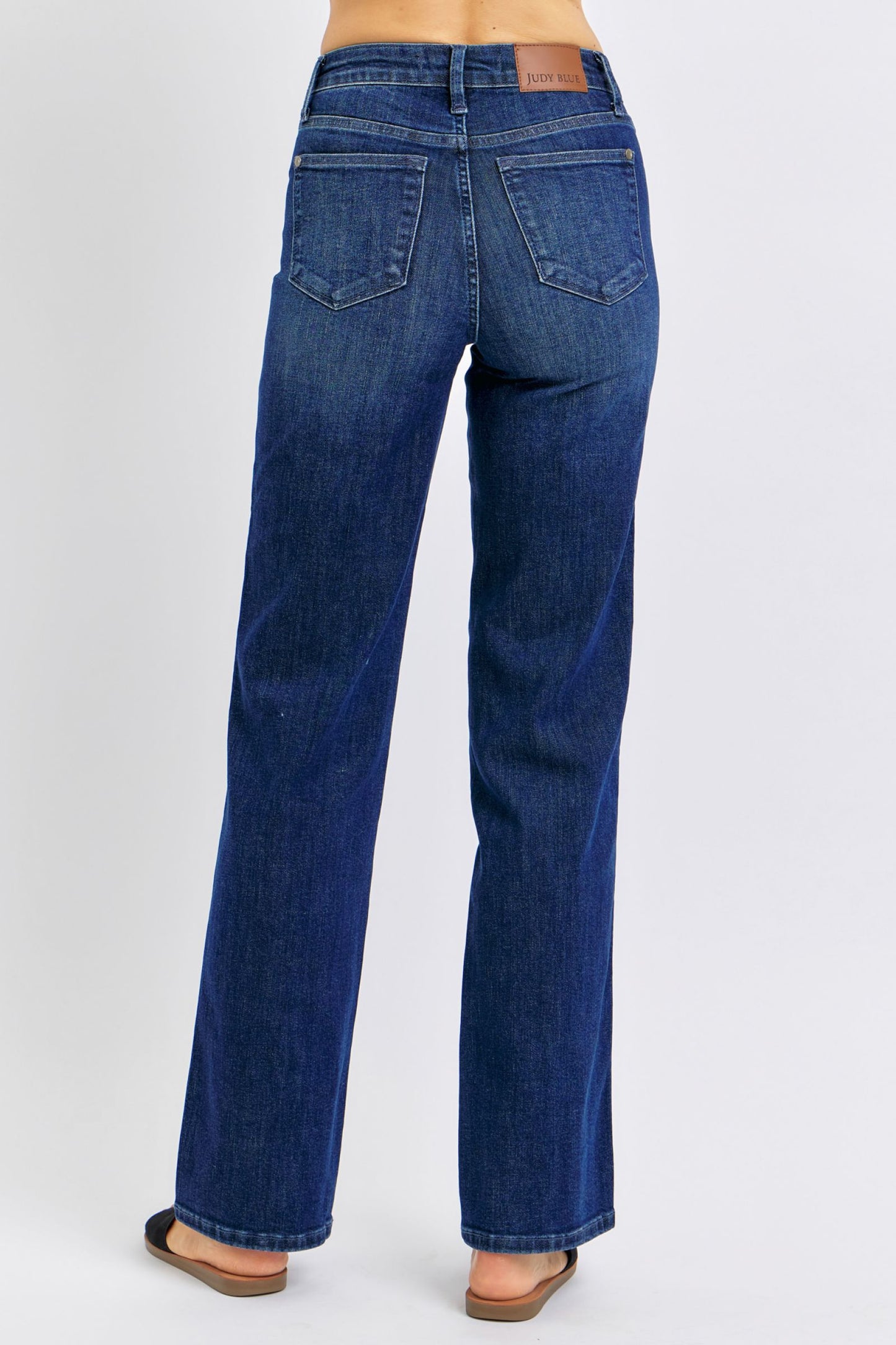 JUDY BLUE REGULAR MID RISE TUMMY CONTROL CLASSIC STRAIGHT JEAN - DARK STONE