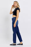 JUDY BLUE HIGH WAIST RIGID MAGIC HEAVY DESTROY STRAIGHT JEAN - DARK STONE