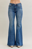 JUDY BLUE MID RISE JACQUELINE NEW FLARE DOUBLE ANGULAR SEAM - MEDIUM STONE