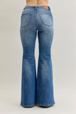 JUDY BLUE MID RISE JACQUELINE NEW FLARE DOUBLE ANGULAR SEAM - MEDIUM STONE