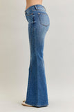 JUDY BLUE MID RISE JACQUELINE NEW FLARE DOUBLE ANGULAR SEAM - MEDIUM STONE