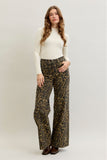 JUDY BLUE HIGH WAIST WIDE LEG PANT - LEOPARD PRINT