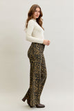 JUDY BLUE HIGH WAIST WIDE LEG PANT - LEOPARD PRINT