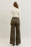 JUDY BLUE HIGH WAIST WIDE LEG PANT - LEOPARD PRINT