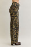 JUDY BLUE HIGH WAIST WIDE LEG PANT - LEOPARD PRINT
