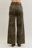 JUDY BLUE HIGH WAIST WIDE LEG PANT - LEOPARD PRINT