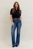 JUDY BLUE MID RISE TROUSER BOOTCUT TUMMY CONTROL & WELT POCKETS - DARK STONE