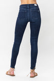 JUDY BLUE MIDRISE CLASSIC CRINKLE ANKLE SKINNY JEANS - DARK STONE