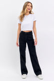 JUDY BLUE HIGH WAIST PATCH POCKET STRAIGHT JEAN - BLACK