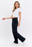 JUDY BLUE HIGH WAIST PATCH POCKET STRAIGHT JEAN - BLACK