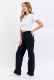 JUDY BLUE HIGH WAIST PATCH POCKET STRAIGHT JEAN - BLACK