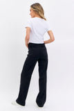 JUDY BLUE HIGH WAIST PATCH POCKET STRAIGHT JEAN - BLACK