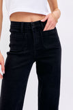 JUDY BLUE HIGH WAIST PATCH POCKET STRAIGHT JEAN - BLACK